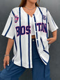 Boston Number 92 Baseball Tshirt Women Fashion Trend Button Baseball Jersey Streetwear SportTshirt Oversized Casual Training Tee