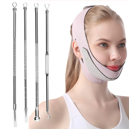 EMS Face Slimming Bandage V Line Face Shaper Women Chin Cheek Lift Up Belt Facial Massager Strap Face Skin Care Tools Beauty
