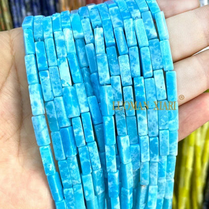 4x13mm Square Natural Stone Light Lavender Chalcedony Loose Spacer Beads for Jewelry Making Diy Bracelet Charms Accessories