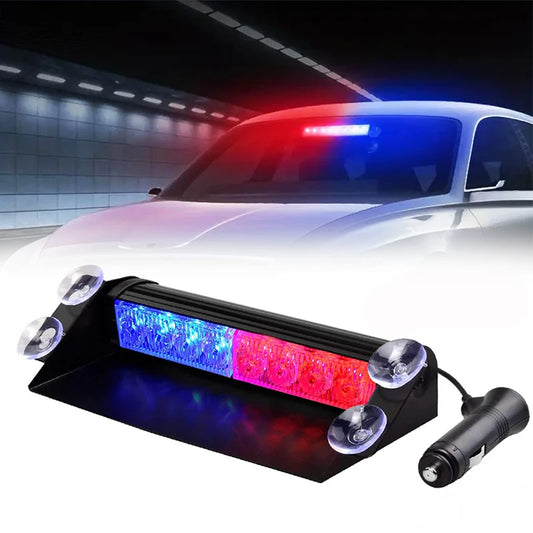 12V Car Flashing Warning Lights LED Police Strobe Lamps DRL Day Running Interior Windshield Suction Truck Automotive Accessories