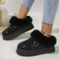 2024 New Faux Fur Winter Boots Women Fashion Sequined Cloth Warm Snow Boots Woman Non-Slip Thicken Plush Ankle Booties Plus Size
