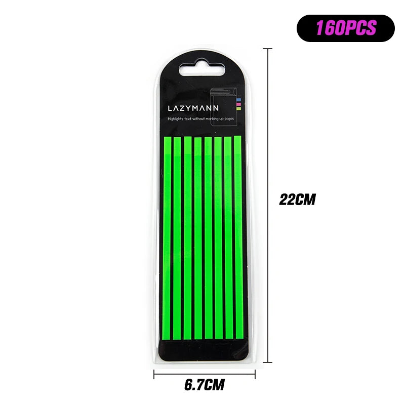 100/160/PCS Reading Aid Highlight Sticker Transparent Fluorescent Index Tabs Flags Sticky Note Stationery School Office Supplies