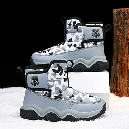 Winter Children Snow Warm Boots Fur Shoes Boys Sneaker Rubber Hiking Shoe Fashion Children Shoes Waterproof Leather Boots Kids