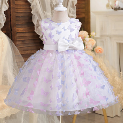 Flower Girl Pink Dress for Wedding Backless Elegant Kids Birthday Party Gala Dresses Puff Sleeve Children Communion Costume 3-8Y