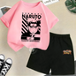Summer Boys & Girls 100% Cotton T-shirt + Shorts Cartoon Naruto Creative Fashion street casual comfortable kids wear