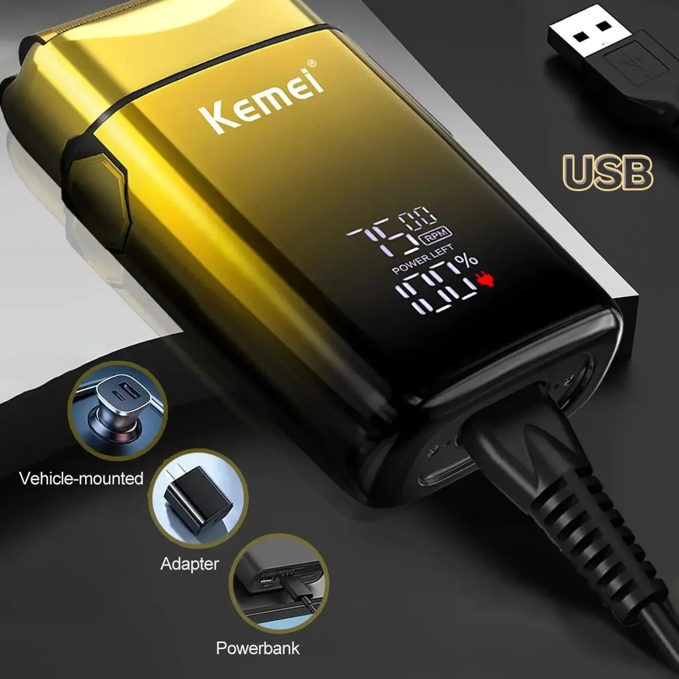 Kemei TX10 Electric Shaver Hair Rechargeable Beard Foil Razor For Men Bald Head Shaving for Men Machine