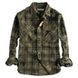 Single-breasted Shirt Plaid Print Men's Cardigan Coat Stylish Mid-length Formal Shirt with Turn-down Collar for Fall
