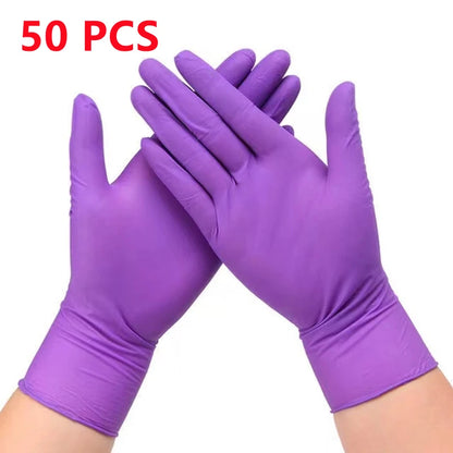 20/50/100PCS Disposable Nitrile Gloves Purple Waterproof Non-Slip Glove for Work Kitchen Household Cleaning Beauty Salon Haircut