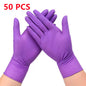 20/50/100PCS Disposable Nitrile Gloves Purple Waterproof Non-Slip Glove for Work Kitchen Household Cleaning Beauty Salon Haircut