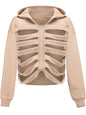 CHRONSTYLE Unisex Men Women Long Sleeve Hoodies Skeleton Hollow Out Solid Sweatshirts Streetwear Spring Fall Party Clubwear 2023