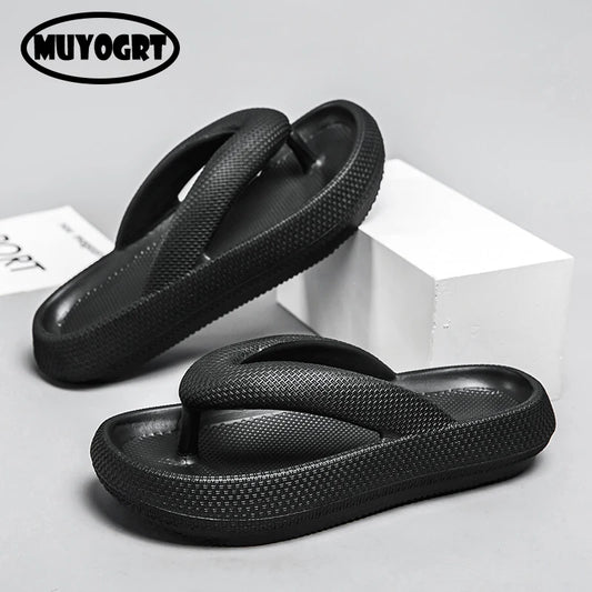 Men'S Platform Flip Flops Summer Soft Sole Eva Slippers For Men Outdoor Casual Beach Shoes Home Non-Slip Bathroom Slides Shoes