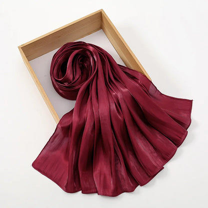 New Premium Silk Crinkle Hijab Scarf Women Shawls Plain Muslim Women Hijabs Breathab Islam Women Turban Pleated Scarf Ramadan