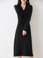 100% Wool Knitting Dresses Women 2023  Winter New Fashion Length-keen Warm&Best Quality Female V-neck Cloth Chinese Style Skirt