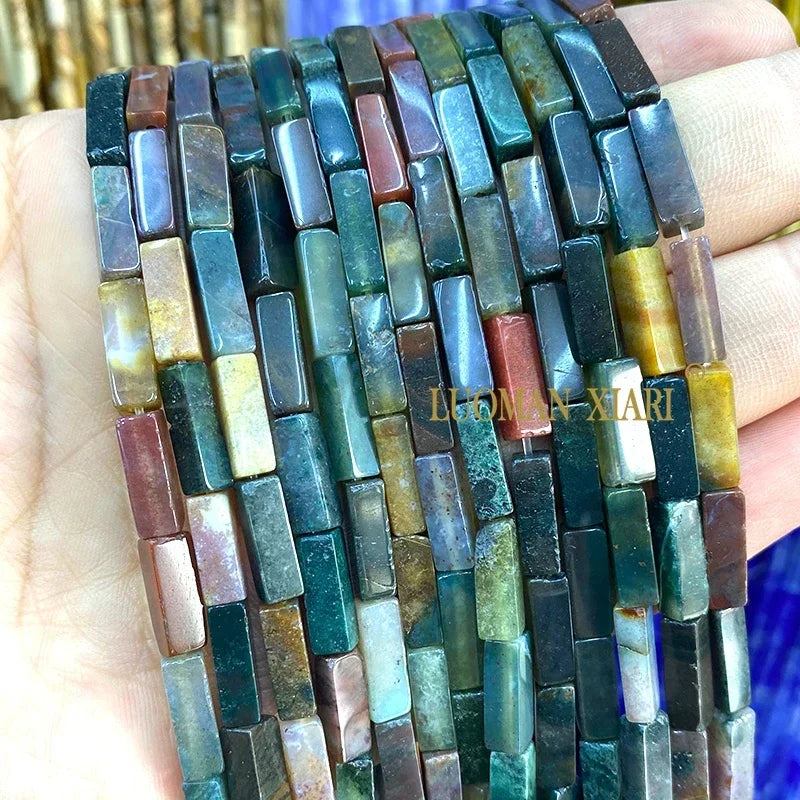 4x13mm Square Natural Stone Light Lavender Chalcedony Loose Spacer Beads for Jewelry Making Diy Bracelet Charms Accessories