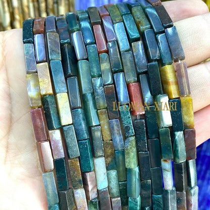 4x13mm Square Natural Stone Light Lavender Chalcedony Loose Spacer Beads for Jewelry Making Diy Bracelet Charms Accessories