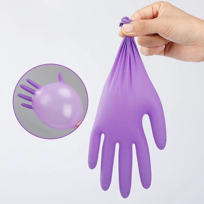 20/50/100PCS Disposable Nitrile Gloves Purple Waterproof Non-Slip Glove for Work Kitchen Household Cleaning Beauty Salon Haircut