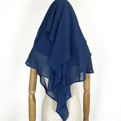 2024 Summer Three-layer Chiffon Hijab Solid Color Khimar Adjustable Women's Gauze Ethnic Shawl Breathable and Comfortable Hijab