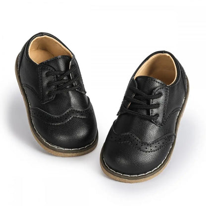 Four Seasons New Children's Leather Shoes Lace-Up Fashion Casual Sneakers Versatile Anti-Slip Waterproof Young Children's Shoes