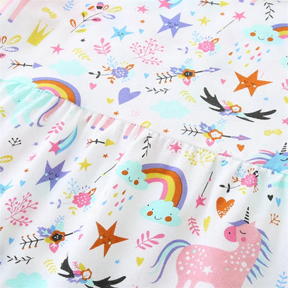 2-7T Jumping Meters Rainbow Short Sleeve Baby Princess Dresses Summer Girls Party Dress  Children Clothing Toddler Dresses