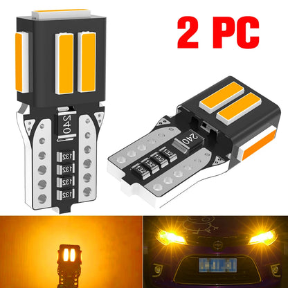 A pack 7020 SMD T10 W5W 194 Led Bulb Parking Car LED Side Light Trunk Lamp 12V White Lighting For Peugeot 206 308 307 207 Orange