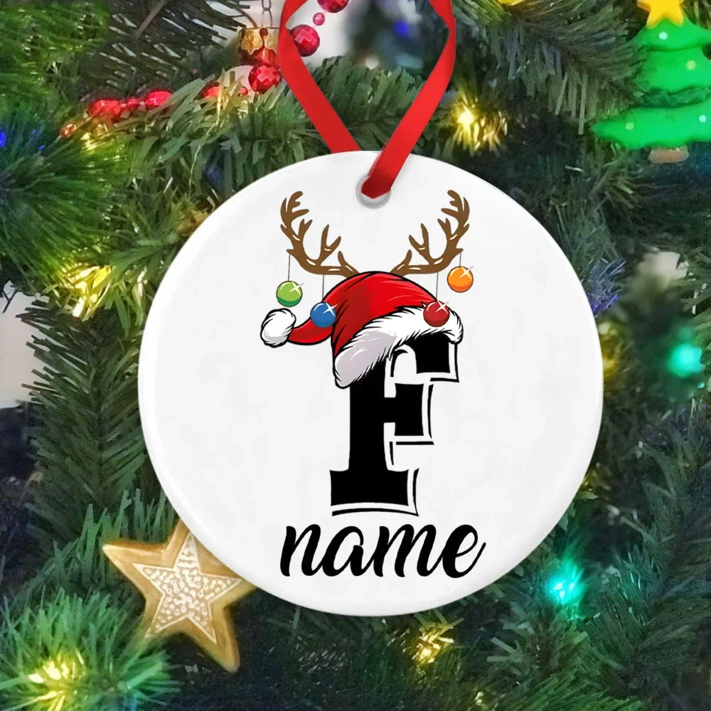 Personalized Christmas Ornament Custom Name Photo Prop Pendant Xmas Party Photography Accessories Ornament Xmas Keepsake Gift