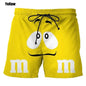 Funny M&M's Chocolate Bean Beach Shorts Men 3D Printing M&M Board Swimsuit Summer Quick Drying Sport