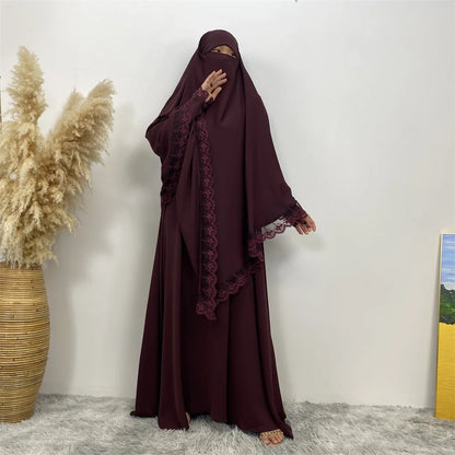 Hijab Dress Kimono Islamic Abayas For Women 2 Sets Muslim Women's clothing Kimono Islamic Scarf Dress Dubai Ramdan Khimar Kaftan