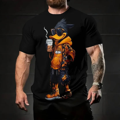 mens summer clothing with 3D printed cartoon duck graphic t shirts round neck short sleeved tees new tops funny t shirt for men