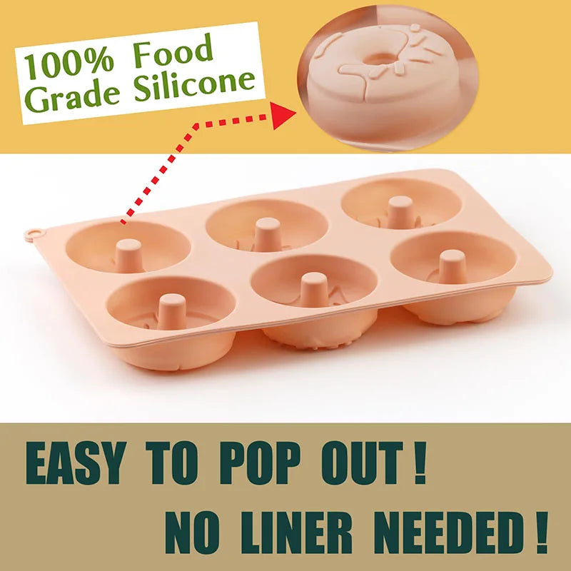 Silicone Mini Donut Cake Pan 6-Cavity Silicone Fluted Tube Cake Pans Non-Stick Silicone Molds for Jelly Doughnut Donut Bread