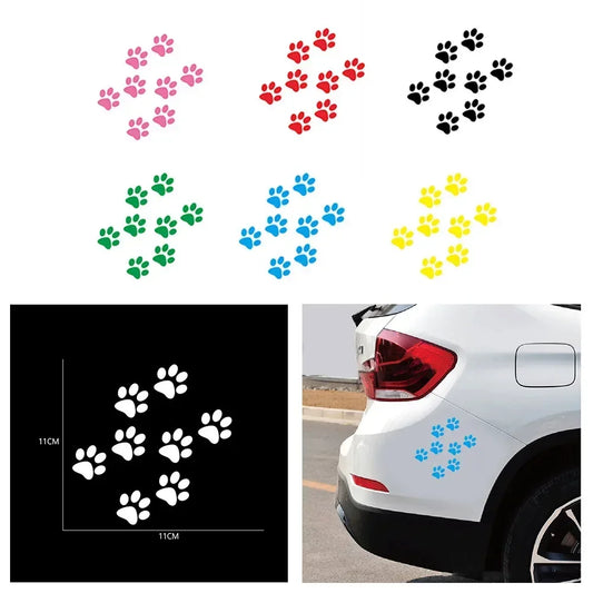 Car Sticker And Decals Paw 3D Animal Dog Cat Bear Foot Prints Footprint Decal Car Sticker Green Red Black White Pink Yellow Blue
