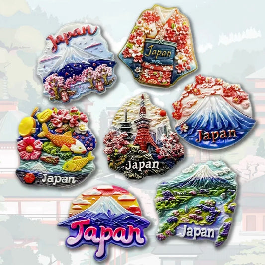 Asia Japan Resin 3D Fridge Magnets Tourism Souvenir Refrigerator Sticker Handicraft Gift Decoration