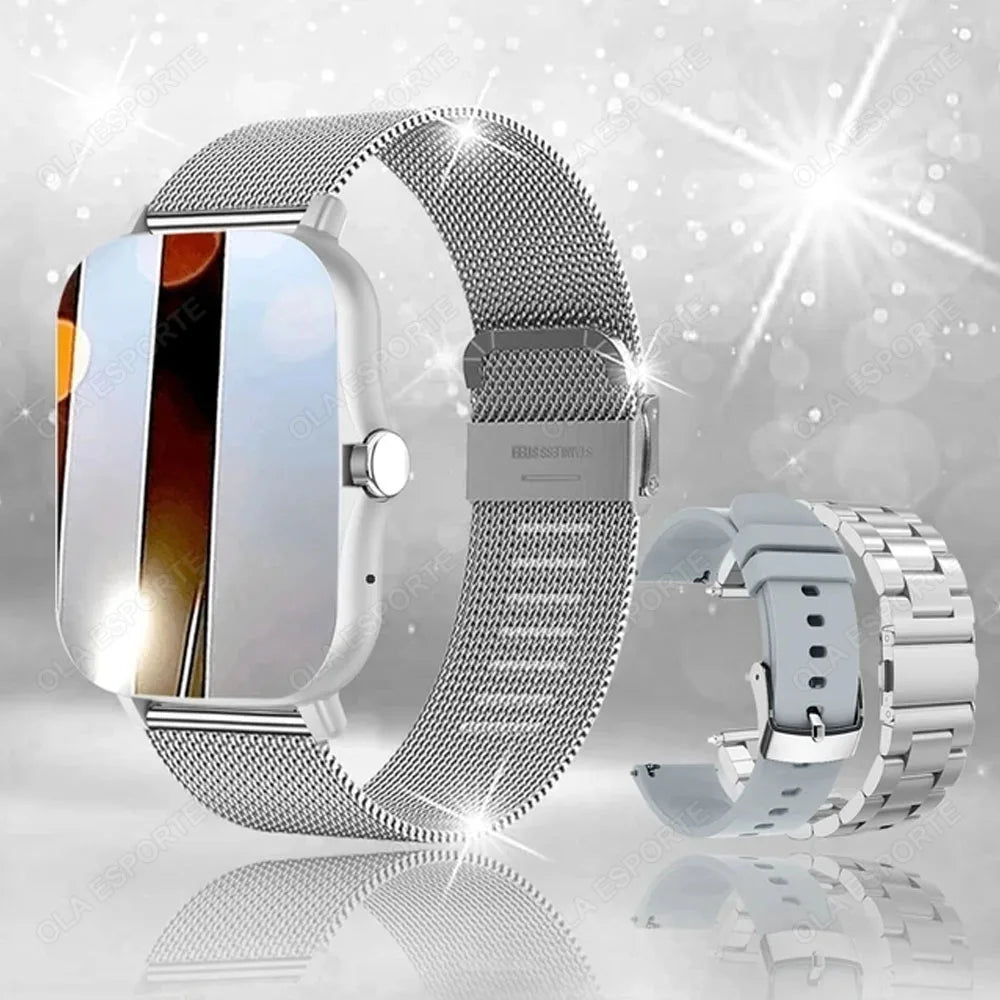 +3pc Square Smart Watch Women Men Smartwatch Touch Dial Calls Music Smartclock For Android IOS Fitness Tracker Sport Smart-watch