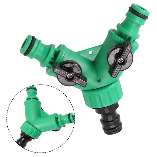 2 Way  Garden Water Pipe Connectors Plastic valve with switch Pipe Adapter Y Shape Hose Splitter out water distribution valve
