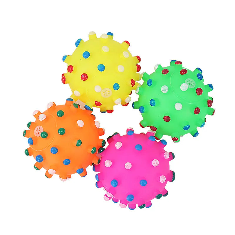 Round Dog Ball Toy Durable Puppy Training Ball Decompression Display Mold Squeaky Interactive Training Spike Ball Sounding Toy