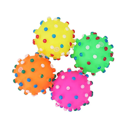 Round Dog Ball Toy Durable Puppy Training Ball Decompression Display Mold Squeaky Interactive Training Spike Ball Sounding Toy