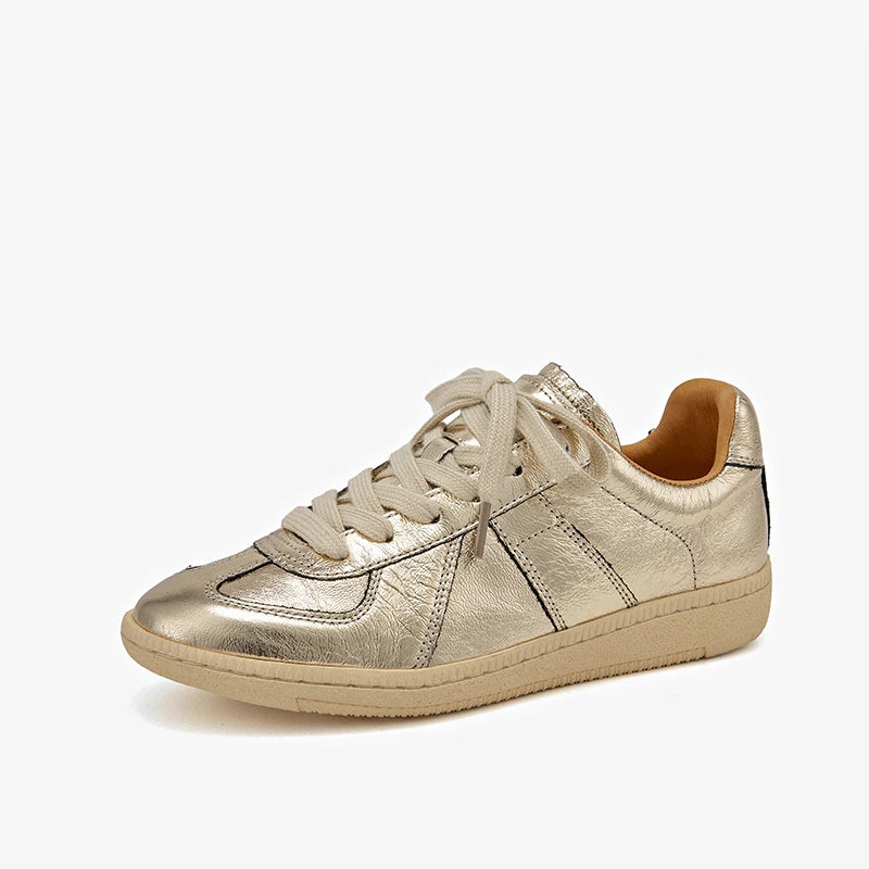 BEAUTODAY Casual Sneakers Women Genuiue Leather Retro Round Toe Lace-ups Flats Training Shoes Ladies Summer Handmade 29872