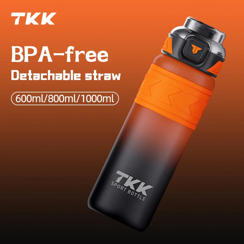 TKK 600/850/1000ml Sports Watter Bottle Tritan BPA-free Portable Leak-proof Plastic Drinkware Outdoor Fitness Gradie Kettle