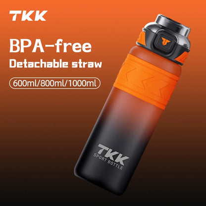 TKK 600/850/1000ml Sports Watter Bottle Tritan BPA-free Portable Leak-proof Plastic Drinkware Outdoor Fitness Gradie Kettle
