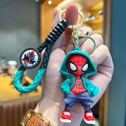 Wholesale Spider-Man Keychain Spiderman Action Figure Anime Spider Man Keyring Backpack Pendant Bag Car Key Ring Kid Model Toy