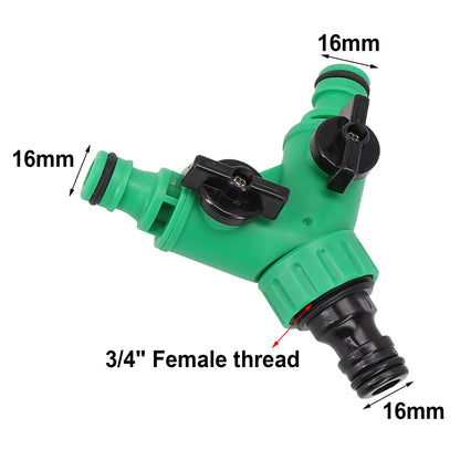 2 Way  Garden Water Pipe Connectors Plastic valve with switch Pipe Adapter Y Shape Hose Splitter out water distribution valve