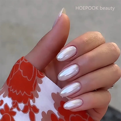24pcs Black 3D Bow Almond Fake Nails Tips Pearl Love Sequin Design False Nails Art Removable Waterproof Artificial Press on Nail