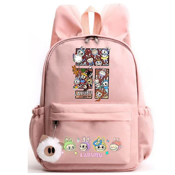 lububu Girls School Backpack Kawaii Children Backpack Cartoon Schoolbag Cute Girls School Supplies Travel Rabbit Ears Mochila