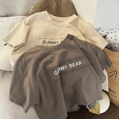 Fashion letters Cute Baby Long Sleeved T-shirt Children Clothes Tops Boy's Sweatshirt Kids O-neck Pullover Blouse 1-9T