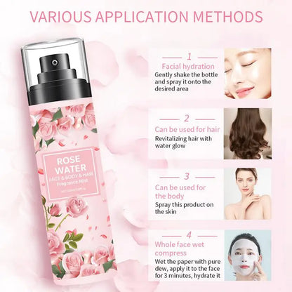 Rose Pure Dew Damask Rose Water Rose Pure Essentiall Oil Organic Rose Petals Essence Hydrating Moisturizing Rose Water Spray