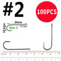 Wifreo 100PCS Aberdeen Long Shank Fish Hook Saltwater Fresh Water Fishing Hooks Sabiki Rig Streamer Fly Hook Size 16 to  2/0 3/0