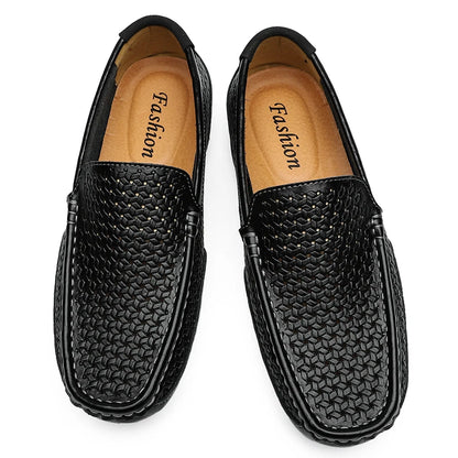 2023 Black Men Shoes Casual Genuine Leather Mens Loafers Moccasins Luxury Brand Italian Breathable Slip on Boat Shoes