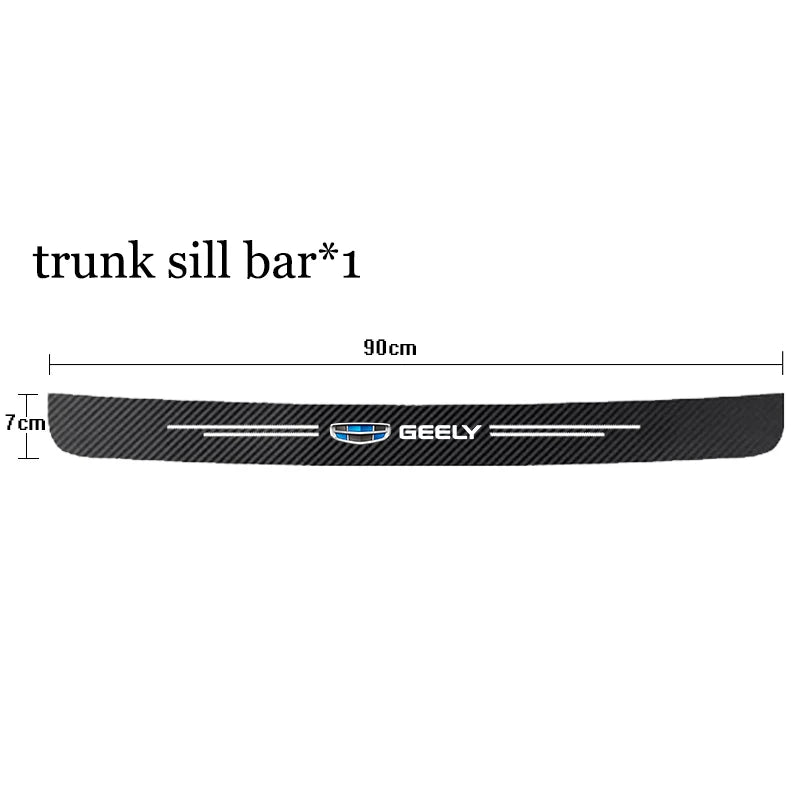 Car Door Threshold Scuff Plate For Geely Atlas Coolray Emgrand EC7 EC8 X7 EX7 CK2 CK3 GL GS Carbon Fiber Trunk Bumper Stickers