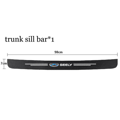 Car Door Threshold Scuff Plate For Geely Atlas Coolray Emgrand EC7 EC8 X7 EX7 CK2 CK3 GL GS Carbon Fiber Trunk Bumper Stickers