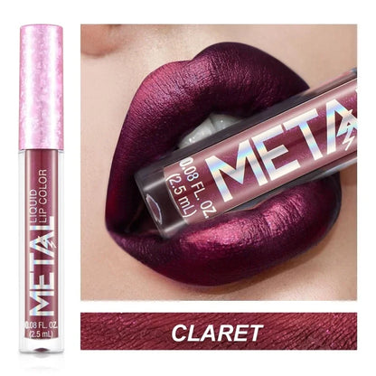Glitter Metallic Lip Gloss Waterproof Matte Shiny Liquid Lipstick Shimmer Lip Tint Lasting Non-stick Cup Lips Makeup Cosmetics
