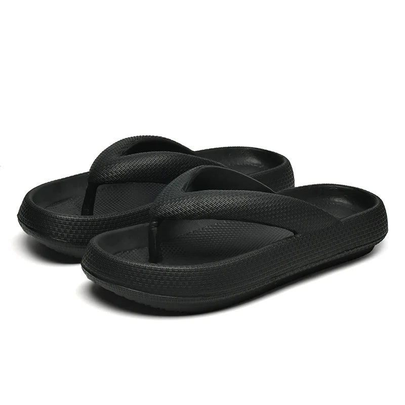 Men'S Platform Flip Flops Summer Soft Sole Eva Slippers For Men Outdoor Casual Beach Shoes Home Non-Slip Bathroom Slides Shoes